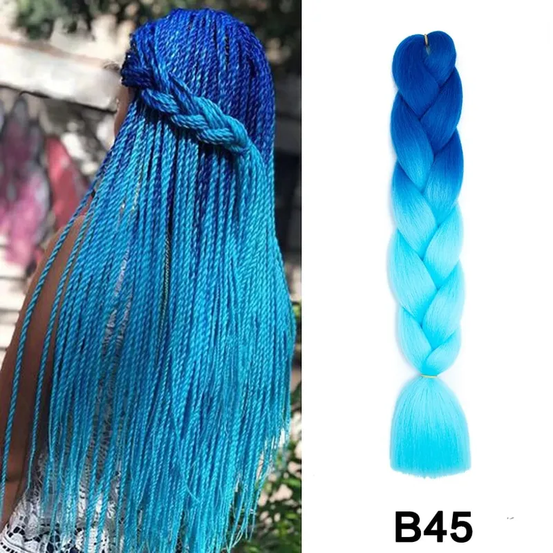 24 Inch Synthetic Jumbo Braid Pure And Ombre Braiding Hair Extensions For Women DIY Jumbo Hair Braids Black Green Gray Brown — image 51