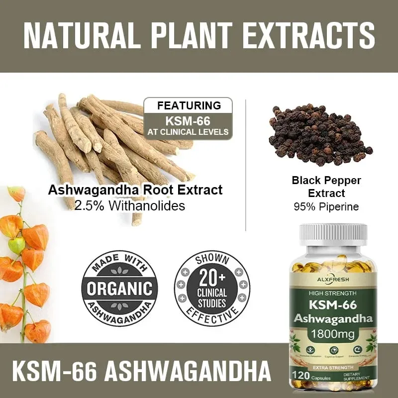 KSM-66 Capsule di Ashwagandha organiche con zinco | Vegano non OGM | Integratore sanitario dalla formula premium — image 4