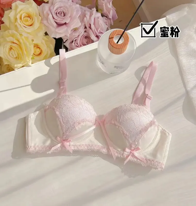 Japanese Sweet Girl Underwear Small Breasts Gathering Bra Without Underwire Sexy Lace Lingerie — image 8