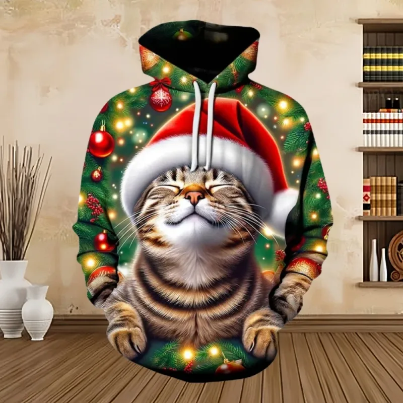 2025 Merry Christmas Graphic Sweatshirts Tree Pullover Hoodies for Men Clothes Santa Claus Hoody Snowman Sweatshirts Unisex Top — image 5