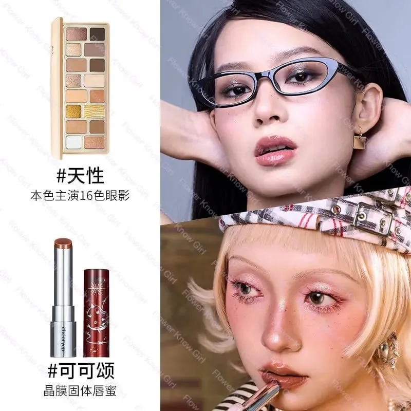 16-Color Eyeshadow Palette Matte Shimmer & Satin Finishes Natural Daily Wear Multi-Color Face Palette Lip Gloss Set