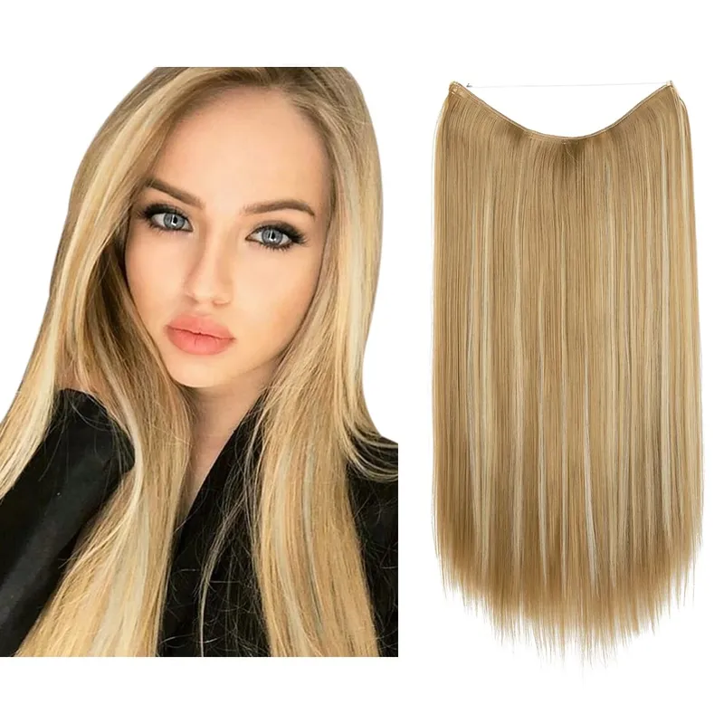 Premium Heat Resistant Synthetic Invisible Wire Hair Extensions With Clips Hairpieces Long Natural Straight Fake Hair For Woman — image 17