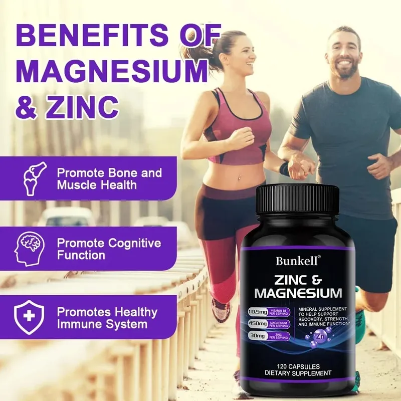 Zinc + Magnesium Supplement Strong Bones Teeth Heart Nerves Enhance Immunity Support Bone Density and Muscle Health