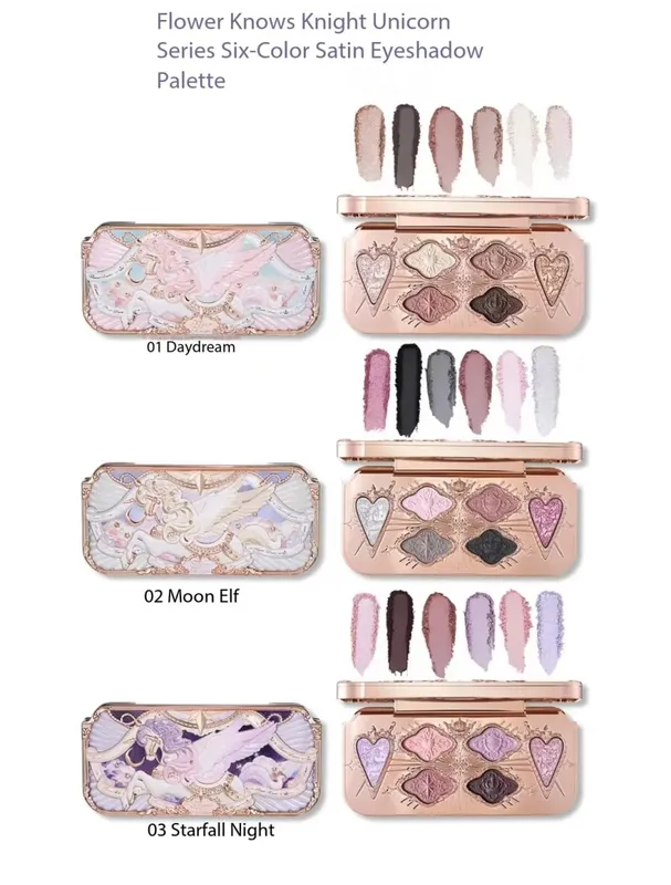 Flower Know Knight Unicorn Series 11PCS Makeup Set 6-color Eyeshadow Freeze-dried Cheek Red Lip Gloss Eyeliner Cushion