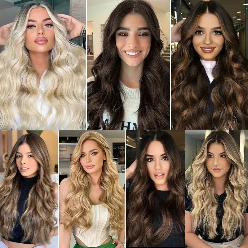 Synthatic Artificial Long Wavy Hairpiece Blonde Mixed Brown False Hair Piece For Women Two Clips Natural Hair Extension 17 Color — image 8