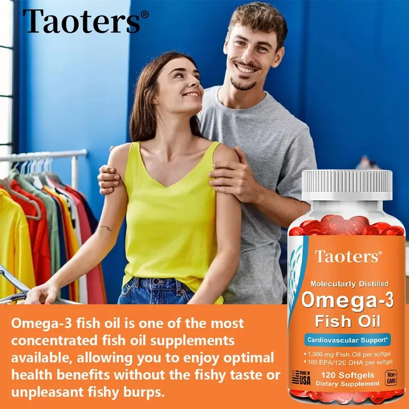 Omega 3 Fish Oil Capsules DHA EPA Soft Gels Non-GMO Gluten Free Dietery Supplement