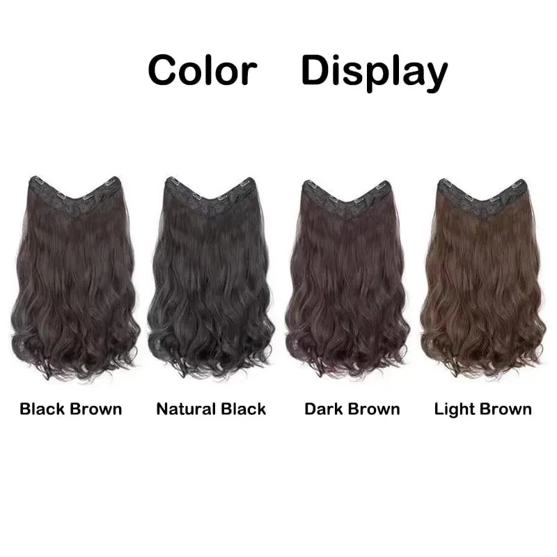 22Inch Synthetic V-shaped 4 Clips One Piece Long Curly Water Wave Clips In Hair Extensions Hair Pieces For Women — image 3