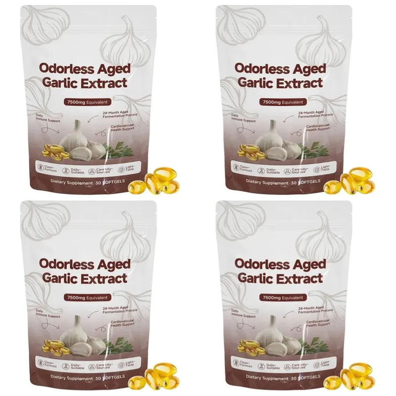 Extrait d'ail vieilli sans odeur, gélules, équivalent à 7500 mg, fermenté sur 24 mois, pour le soutien immunitaire, cardio-métabolique, adulte, 30 unités — image 8