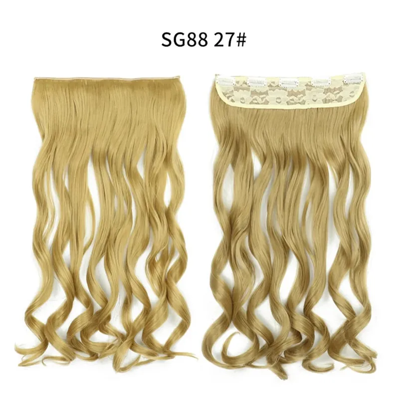 Long Straight Curly One Piece 5clips Clip-in Extensions 22Inch Heat Resistant Hairstyles Colour Mix Blonde Hair Piece For Women — image 36