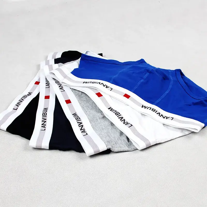 Roupa íntima masculina jovem em U levantada cintura baixa algodão quadrilátero calças cor sólida shorts masculinos grandes — image 10