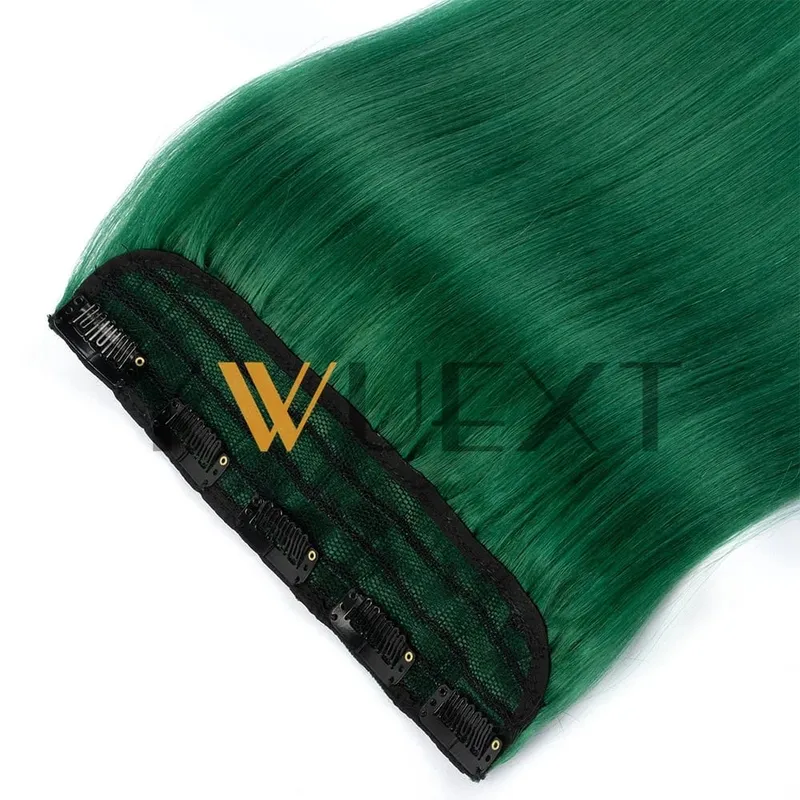 Light Weight Clip in Human Hair One Piece Fancy Colors 9 inches Width with 5 Clips Natural Straight Clip in Hairpiece 12''-20''