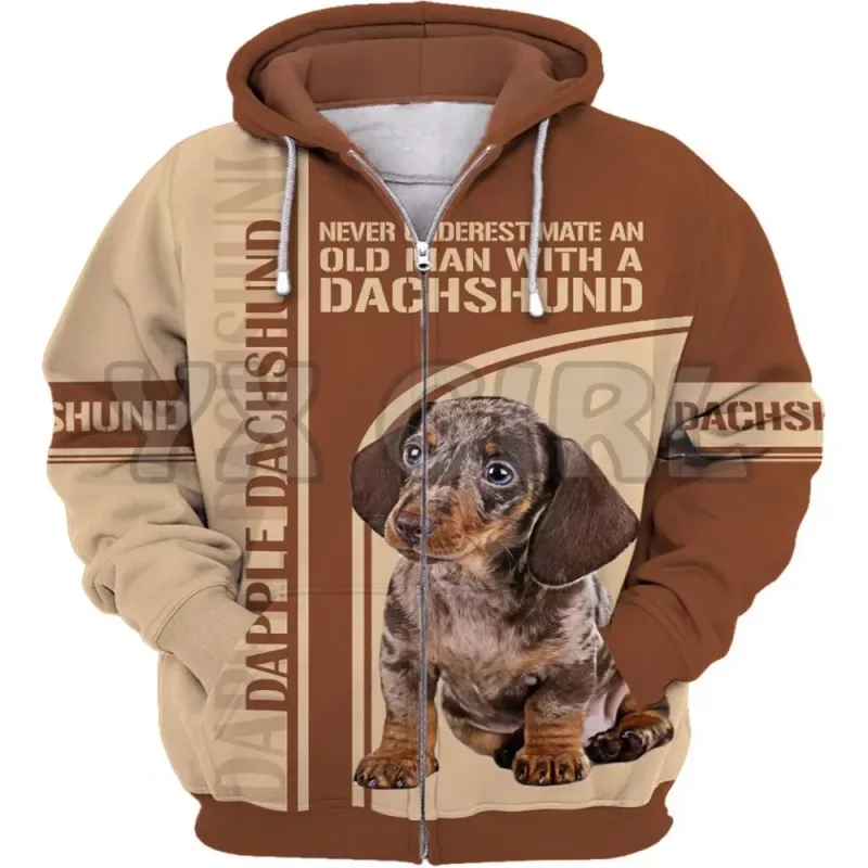 Neve Underestimate An Old Man With A Dachshund 3D Printed Hoodies Men For Women Zipper Hoodie Casual Street Tracksuit 01 — image 7