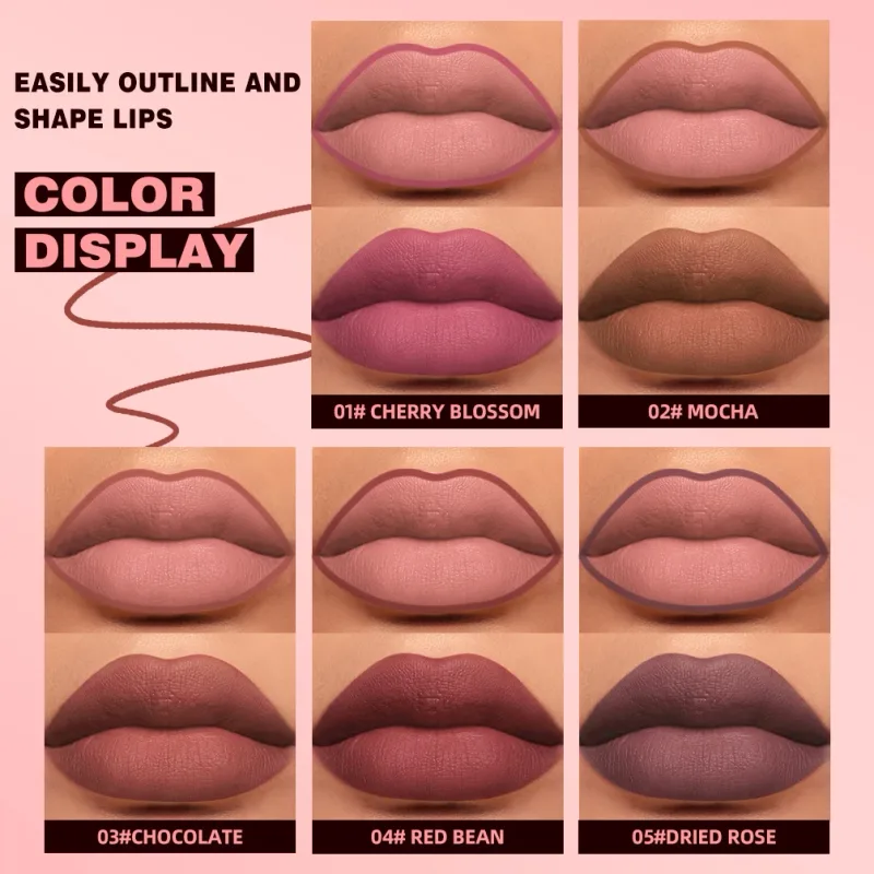 5 Colors Lipstick Lipliner Nude Matte Lip Liner Pen Non-Drying Waterproof Plumping Outline The Lips Contour Makeup Beauty