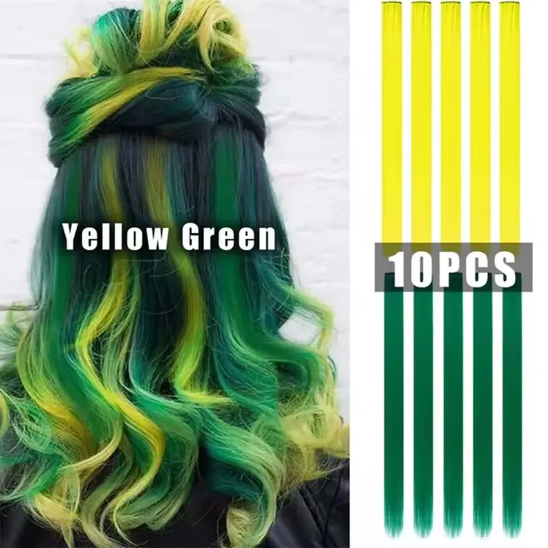 10 PCS Highlights Clip-in Synthetic Hair Extensions Hair Accessories Hairpiece for Girls Women Party Favor Cosplay Gift 22 Inch — image 12