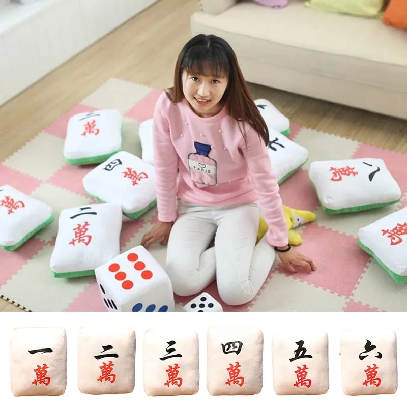 Hot 1pc Creative Mahjong Pillow Cushion Chinese Plush Toy Car Chair Backrest Mahjong Dice Funny Nap Pillow Sofa Home Decor Gift — image 9