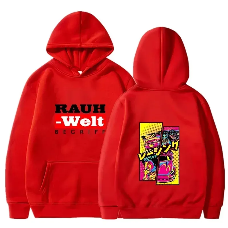 Felpa con cappuccio Rauh Welt Car Widebody Tuning JDM Racing Pop Art Comic Estetica Felpa casual oversize nera a maniche lunghe — image 5
