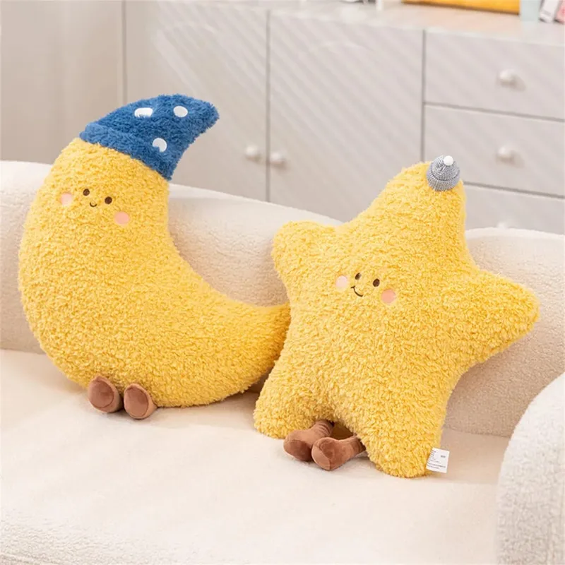 Soft Starry Sky Pillow Cute Rainbow Moon Star Plush Pillow Creative Sun Cloud Pillow Cushion Sleep Companion Pillow Home Decor — image 4