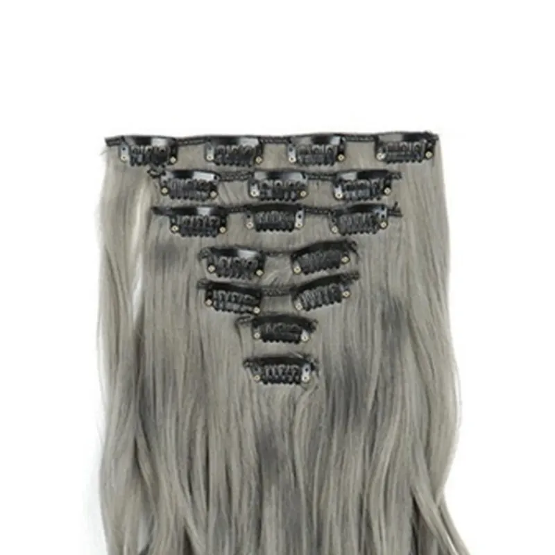 Soowee Synthetic Hair Curly Brown Blonde Clip In Grey Hair Extensions Hairpiece Fake Hair Piece for Women — image 6
