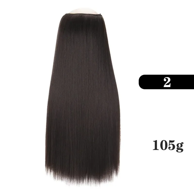 Extensões de cabelo sintético sem clipes falso ombre loira marrom preto natural cabelo reto falso peruca para mulher