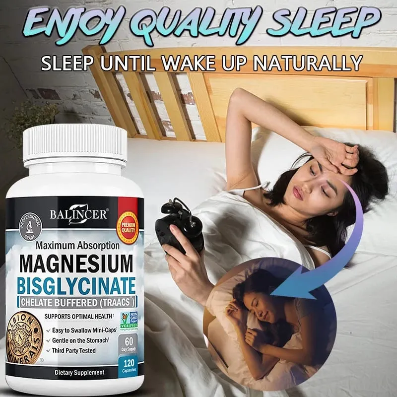 Magnesium Bisglycinate - for Muscle Nerve Sleep Joints Bones Immune & Energy - High Absorption Vegetarian 120 Capsules — image 5