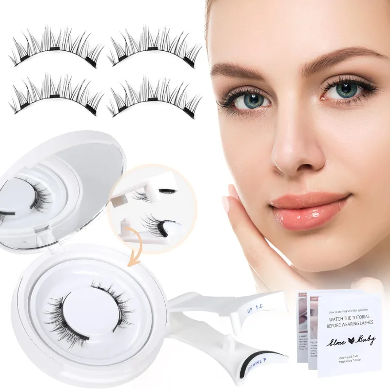 4pcs/1pair New 3 Magnetic False Eyelashes Easy To Wear Natural Soft Quantum Magnet Eye Makeup Tool With Applicater Glue Free — image 2