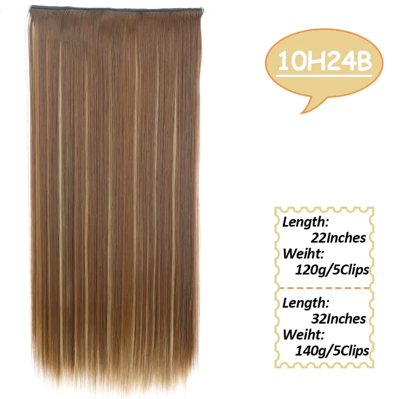 5 Clips Long Wavy Clip In Hair Extensions Synthetic Heat Resistant One Piece False Blonde Hair Black Brown Hairpiece For Women