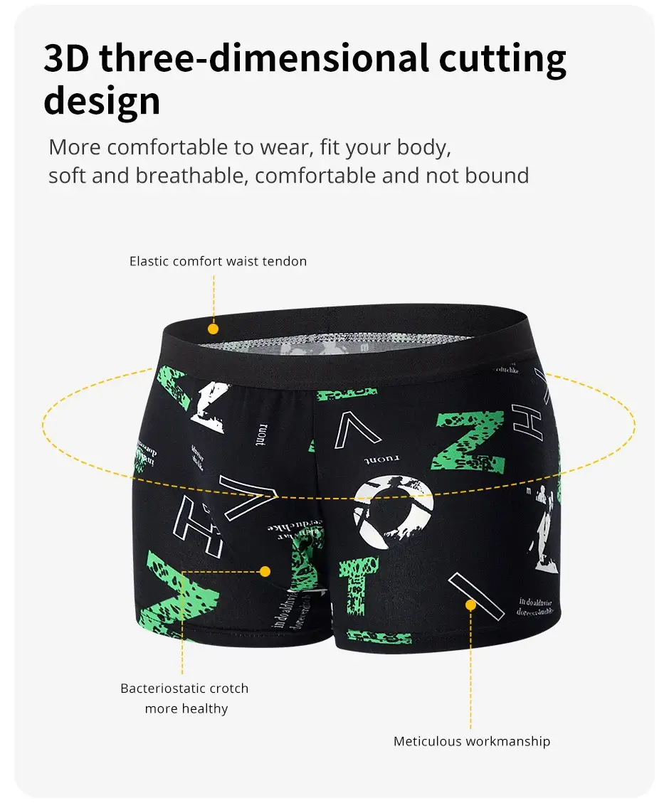 4-delig HERENMODUS Bedrukt ondergoed Ademende kruisboxers voor tieners Comfortabel grote maten ondergoed tot 6XL. — image 11