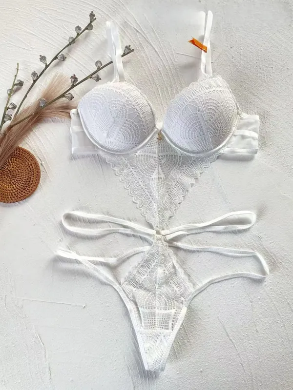 Sexy Lace Bodysuit - Deep V Neck Shaping Underwear for Small Bust Lightweight Close-Fitting One-Piece Hollow Lingerie — image 8