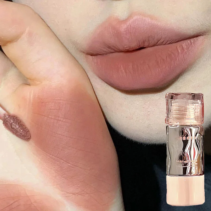 8 Colors Matte Pigment Mousse Lip Gloss Waterproof Sexy Red Lipgloss Brown Matte Lipstick Mud Lasting Easy To Color Women Makeup