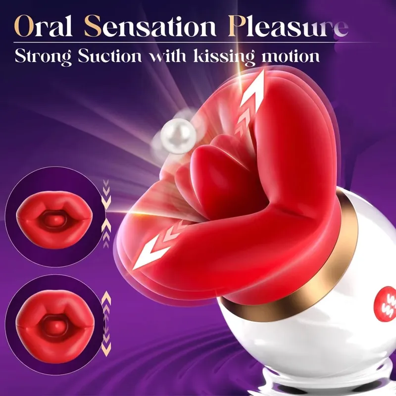 Menghisap Lidah Menjilat Dildo Vibrator Kelentit Puting G-Spot Faraj Perangsang Faraj Dubur Melancap Dewasa Mainan Seks untuk Wanita — image 3