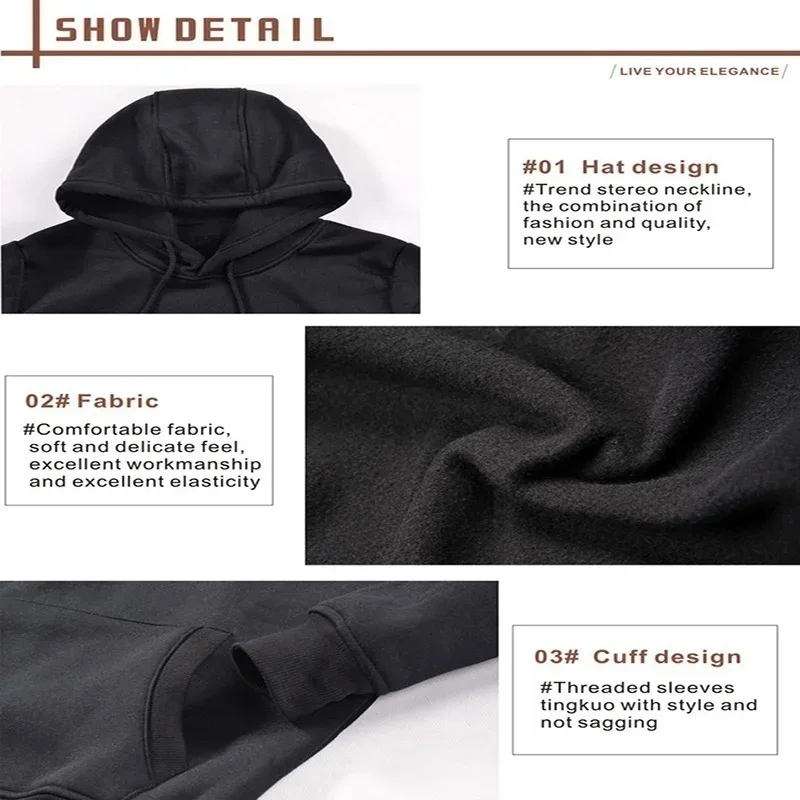new mens solid grey Hoodies Autumn Long Sleeve Pullover Tops Casual Pocket Hoodies Unisex Outer Loose Sport Wear — image 6