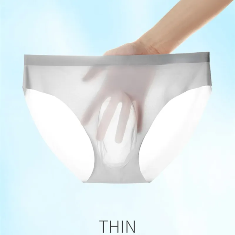 1Pc Ice Silk Sexy Men's Briefs Underpants Breathable Man Underwear Briefs Transparent Sexy Men Underwear Summer Mens Panties — image 8