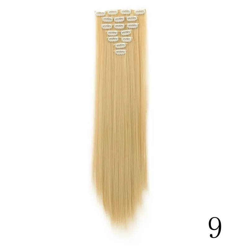7Clips Long Straight Synthetic Clip On Hair Extensions Cheveux Clip Naturel High Temperature Fiber Black Brown Hairpiece