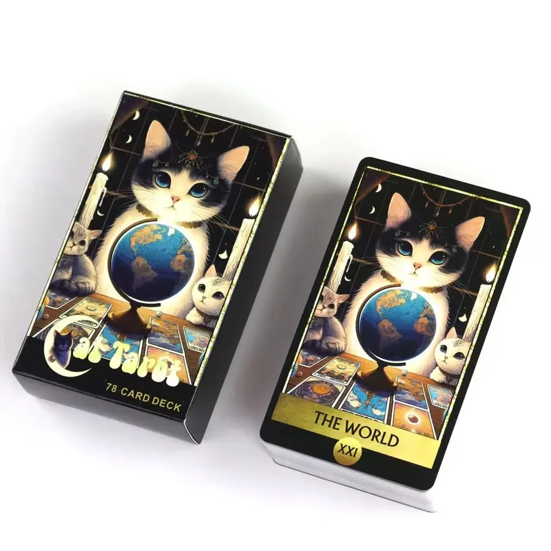 New Cat Tarot Cards A 78 Deck English Version Board Games Selfcare for Tarot Readings Vibrant Easy Deck Fortune Telling Game Toy
