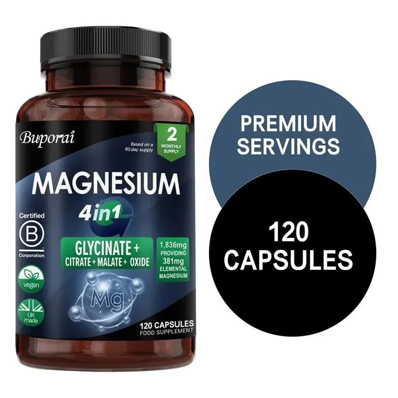 Magnesium 4-in-1 Complex - Supports The Nervous System Promotes Healthy Sleep and Muscle Relaxation and Relieves Stress