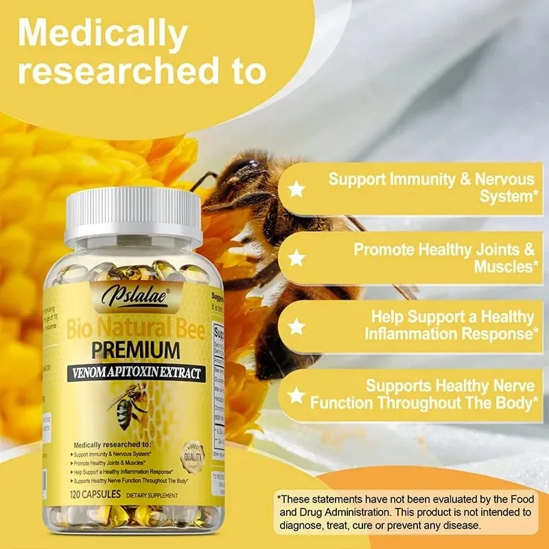 Natural Bee Venom Extract Capsules - Glucosamine Chondroitin Supplement Relieves Joint Pain and Stiffness Promotes Bone Health — image 6