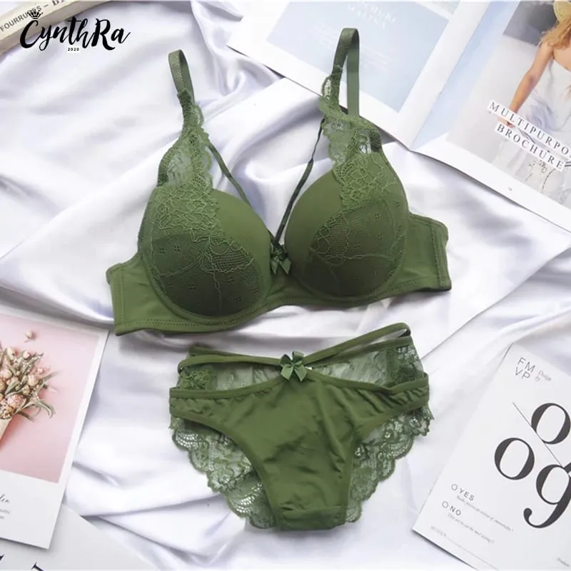 Lingerie Bra Underwear for Women Sexy Section Breathable Female Large Plus Size Lace Push Up Bralette Bra and Panty Set