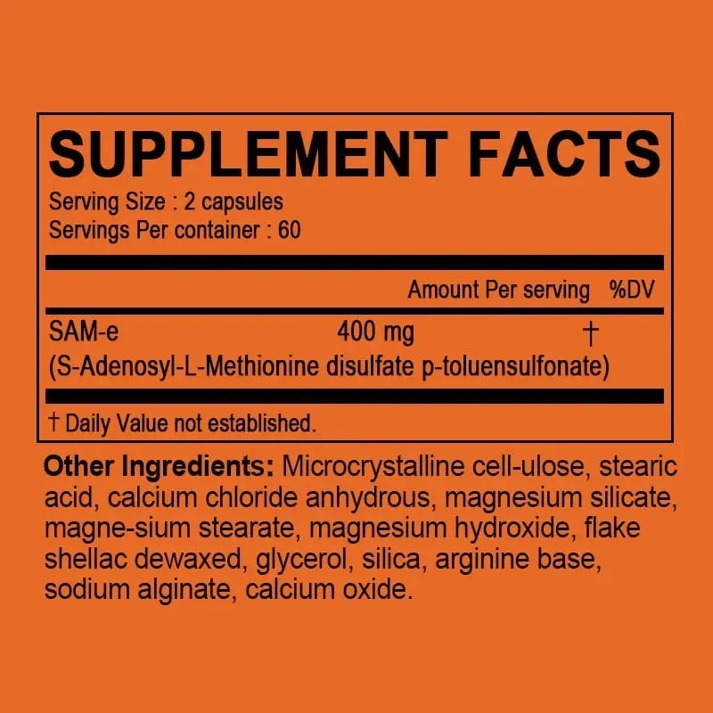 Sam-E 400mg Joint Supplement - Supports Joint Health Brain Function Improves Mood Boosts Energy Levels Relieves Stress — image 2