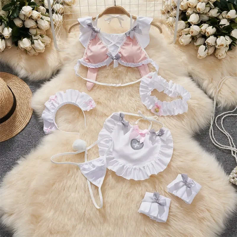 Women' Halter Neck Sleeveless Playsuit Sexy Cute Cow Black And White Contrast Bodysuit Hollow Lace Up Backless Erotic Lingerie — image 12
