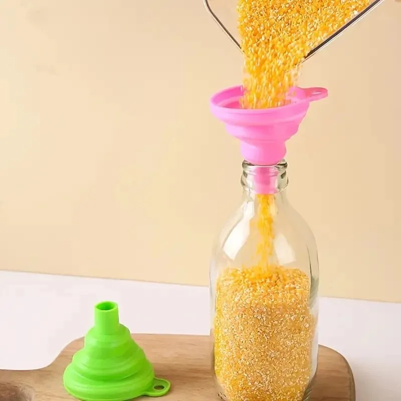Silicone Folding Funnel Multifunctional Portable Mini Kitchen Retractable Oil Leak Household Liquid Dispenser Kitchen Utensils — image 3