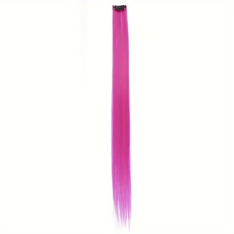 Clip in Hair Extensions 22 Inch Colored Hair Extensions Party Highlights Long Straight Synthetic Hairpieces for Women Kids Girl — image 12