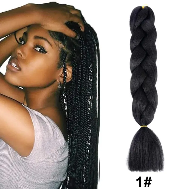 24 Inch Synthetic Jumbo Braid Pure And Ombre Braiding Hair Extensions For Women DIY Jumbo Hair Braids Black Green Gray Brown