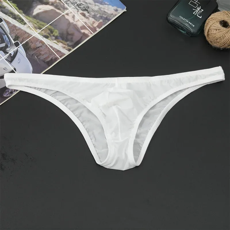1PC Summer New Underwear Men's Ice Silk Briefs Ultra-thin Transparent Breathable Sexy Comfortable Low Waist Underpants for Men