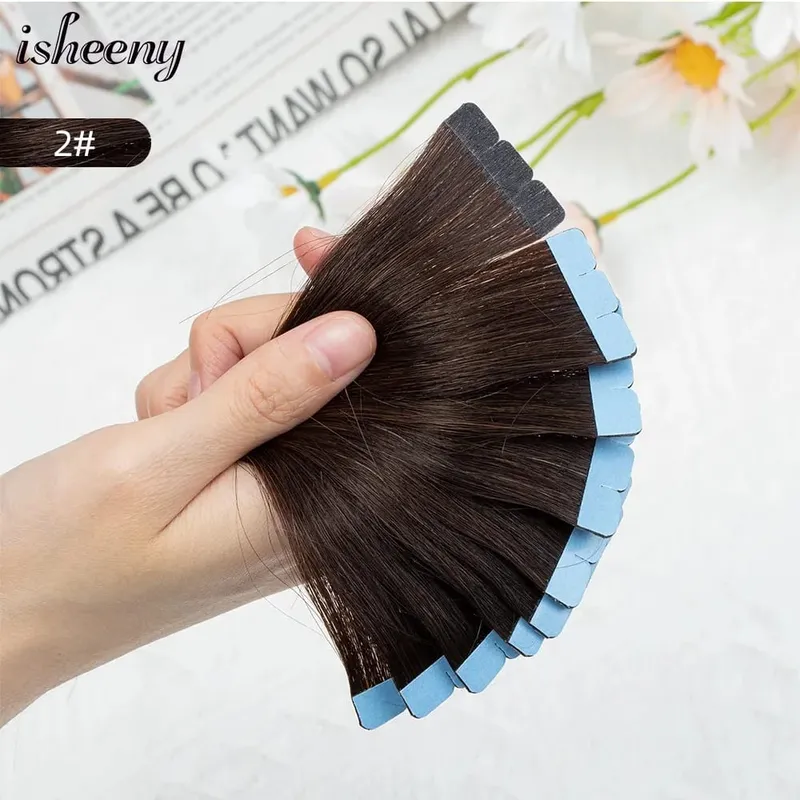 Blonde Mini Tape in Human Hair Extensions 12-24 Inches Seamless Adhesive Tape Hair on Glue 10pcs/pack Natural Straight Hair