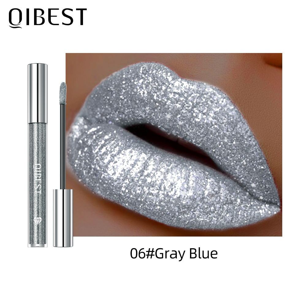 Glitter Diamond Liquid Lipstick Waterproof Long Lasting Pearl Shiny Lip Gloss Metal Charming Women Lip Makeup 6 Colors