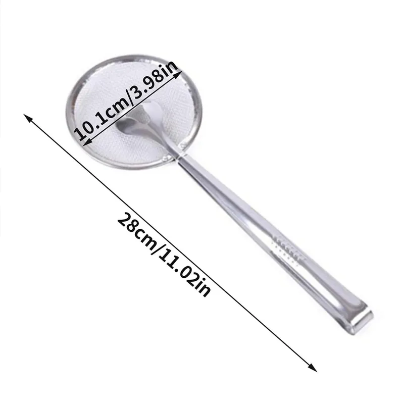 Stainless Steel Oil Frying Clamp Filter Fine Mesh Strainer With Clip Tongs for Oil-frying Food BBQ Kitchen Tools