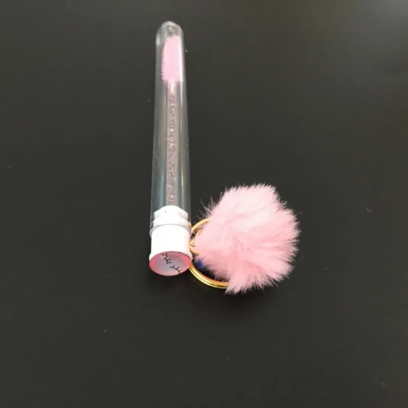1pc Reusable Eyelash Brush with Key Ring Plush Ball Mascara Wand for Eyelash Extension Crystal Eyebrow Brush Make up Brushes — image 5