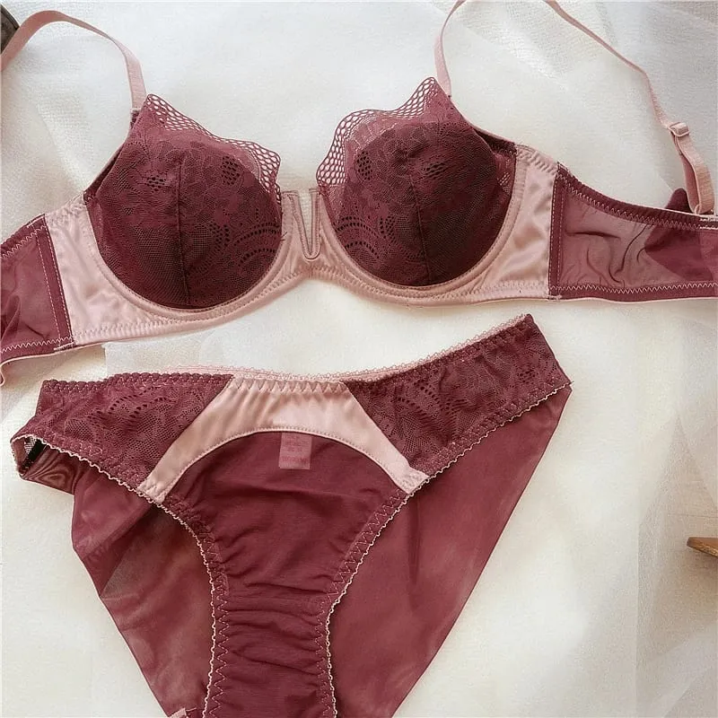 Summer Women Underwear Sexy Lace Deep V Push Up Bra Set Comfortable Underwie Bralette Female Plus Size Thin C D E Cup Lingerie — image 10