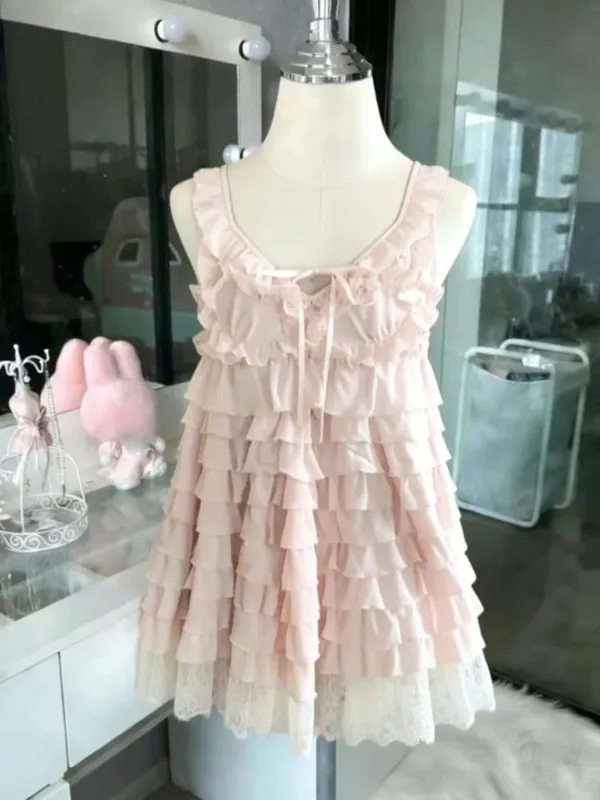 French Style Sweet Cute Polka Dot Splicing Dress Lace Bow Korean Fashion Dresses New Design Slim Waist Lady Y2k Mini Dress — image 9