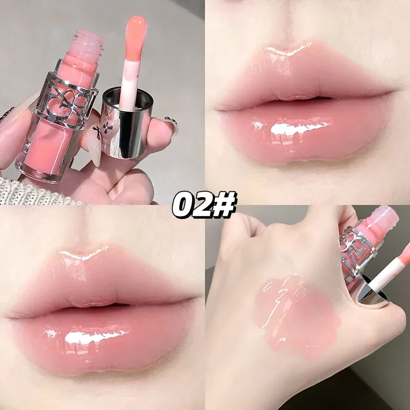 Gege Bear Glittering Mirror Lip Glaze Watery Shimmering Light Lip Gloss Makeup 8 Colors Hydrating Moisturizing Long Lasting